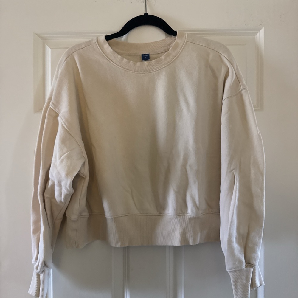 Cream Cropped Sweatshirt